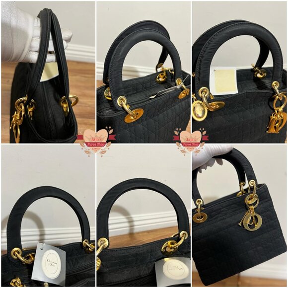 🖤Dior Lady Dior Handbag Cannage Quilted Nylon Black Satchel🖤 - Picture 13 of 17